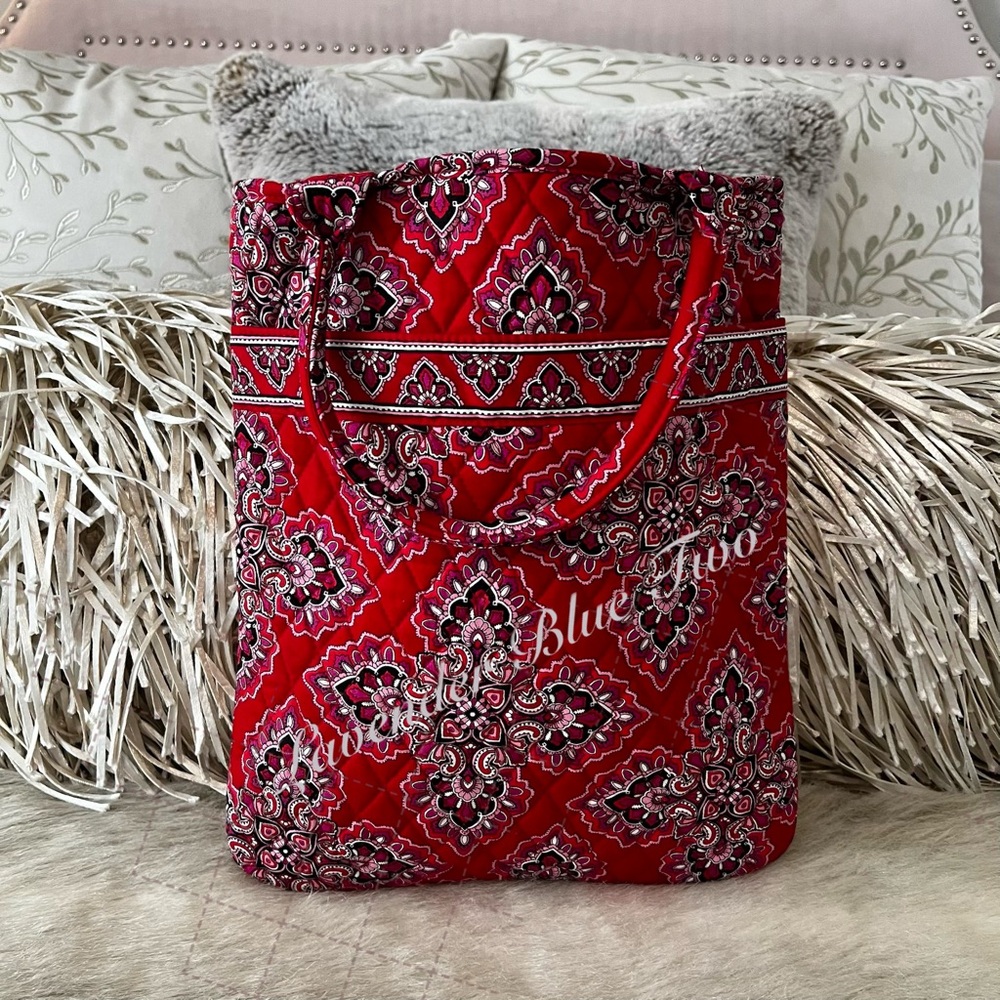 VERA BRADLEY Frankly Scarlet 2008 Skinny Tote Red Bandana Y2K Western Country